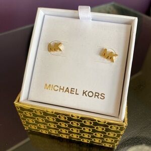 Michael Kors Gold MK Stud Earrings